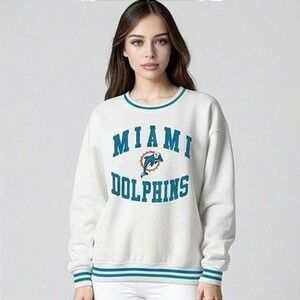 NWT Ultra Game NFL Official Women's Super Soft Oversized Sweatshirt Cream Size L